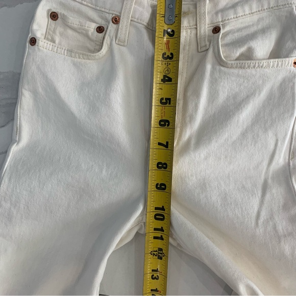 RE/DONE Stove Pipe Jeans  24  Women High Rise Straight Vintage White Crop Jeans - Picture 5 of 14